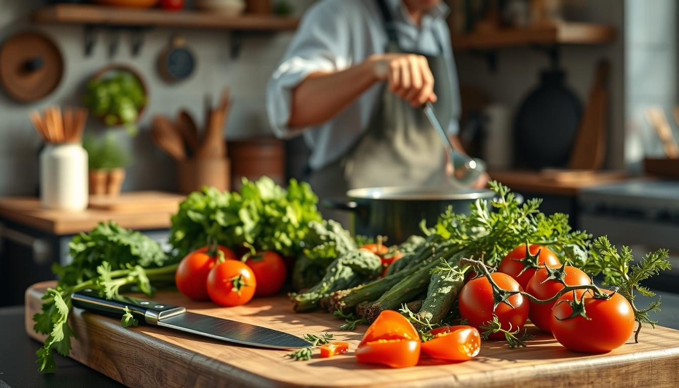 Quick weeknight dinner prepared in a home kitchen